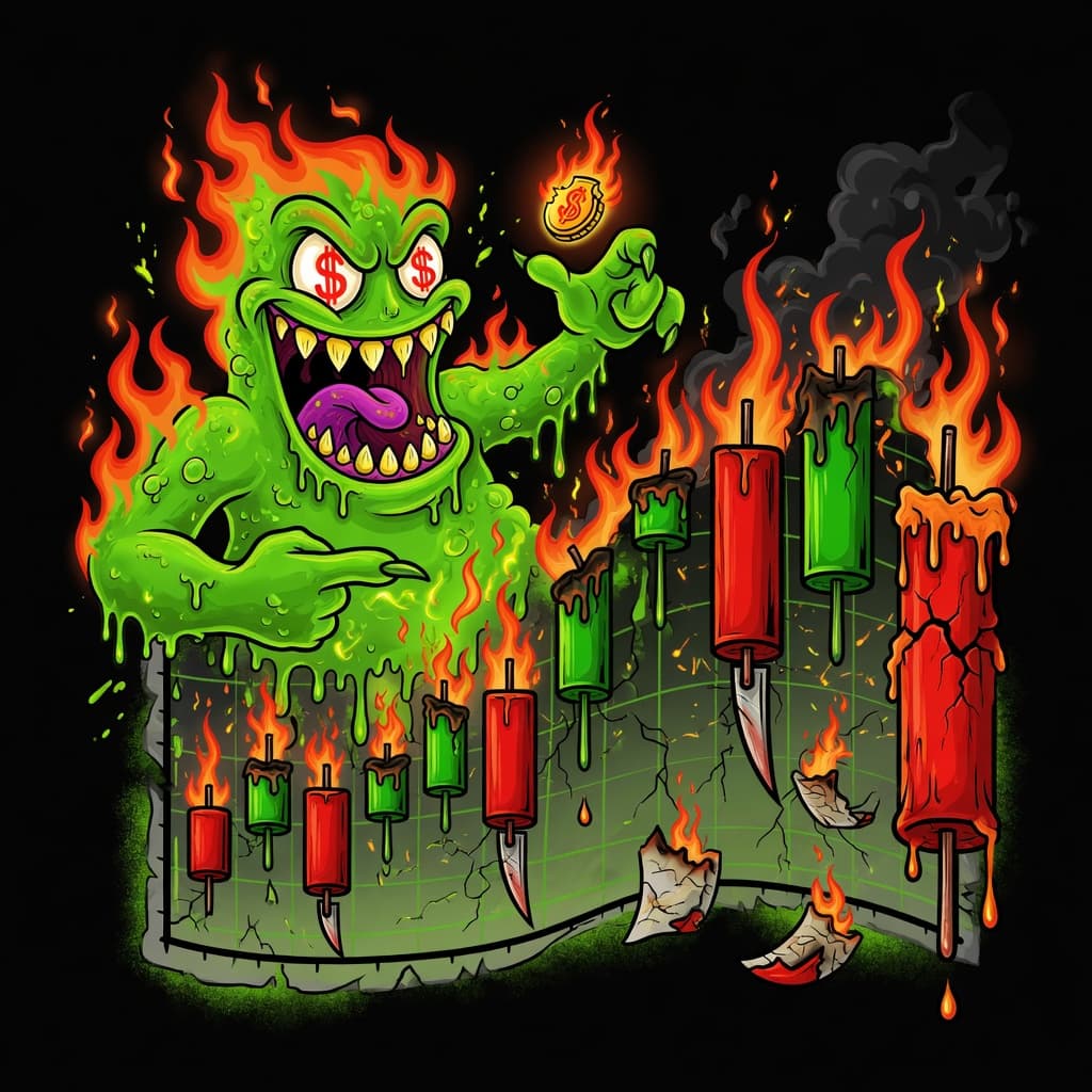 Slime laughing as the chart burns down