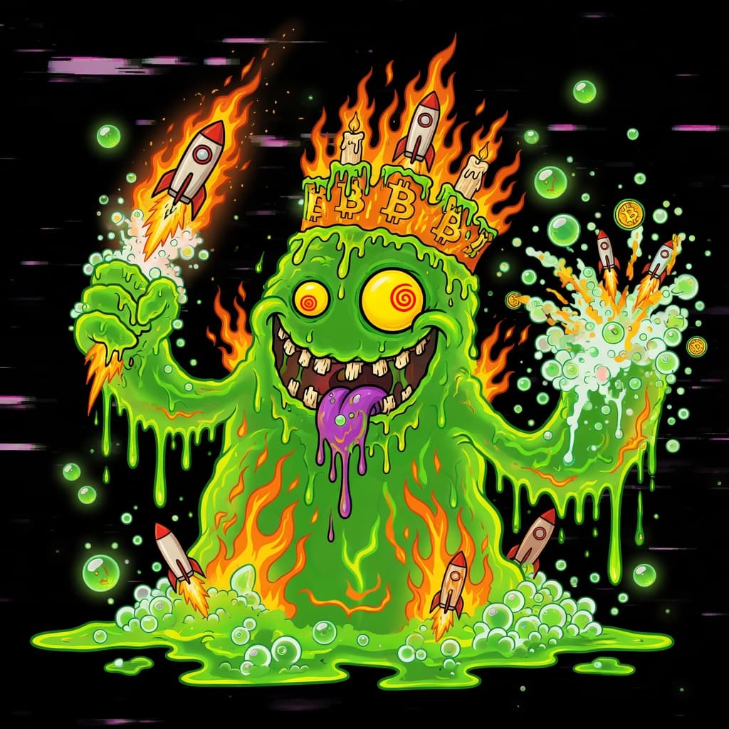 Degen slime king with fire crown and rockets